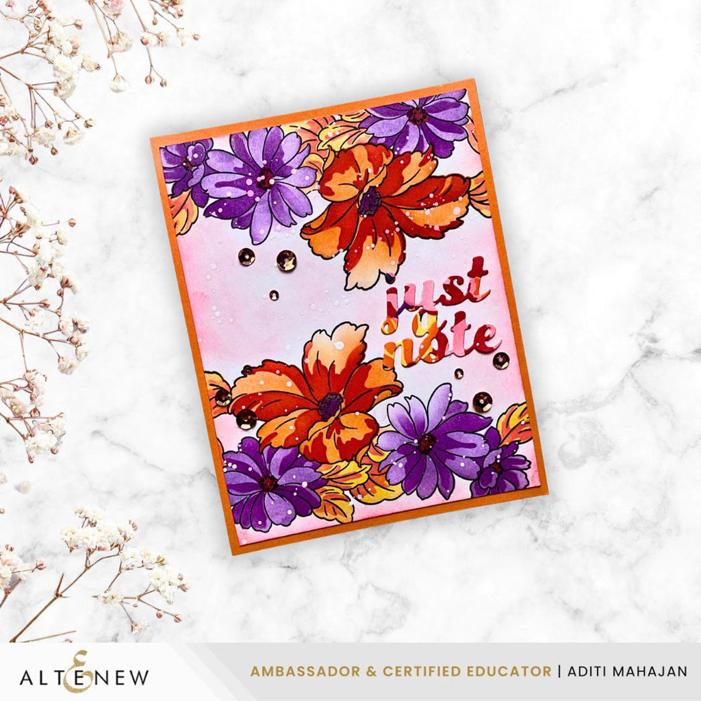 Altenew Flower Bed Layering Stencils alt10133 bright colors