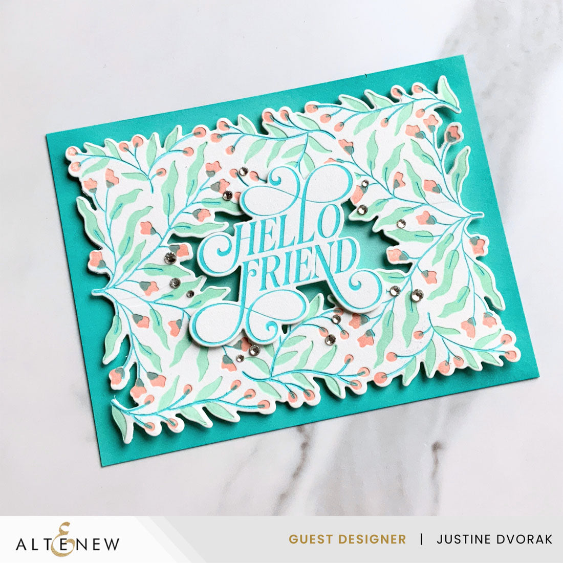Altenew Flowering Hedge Press Plate and Die Set hello