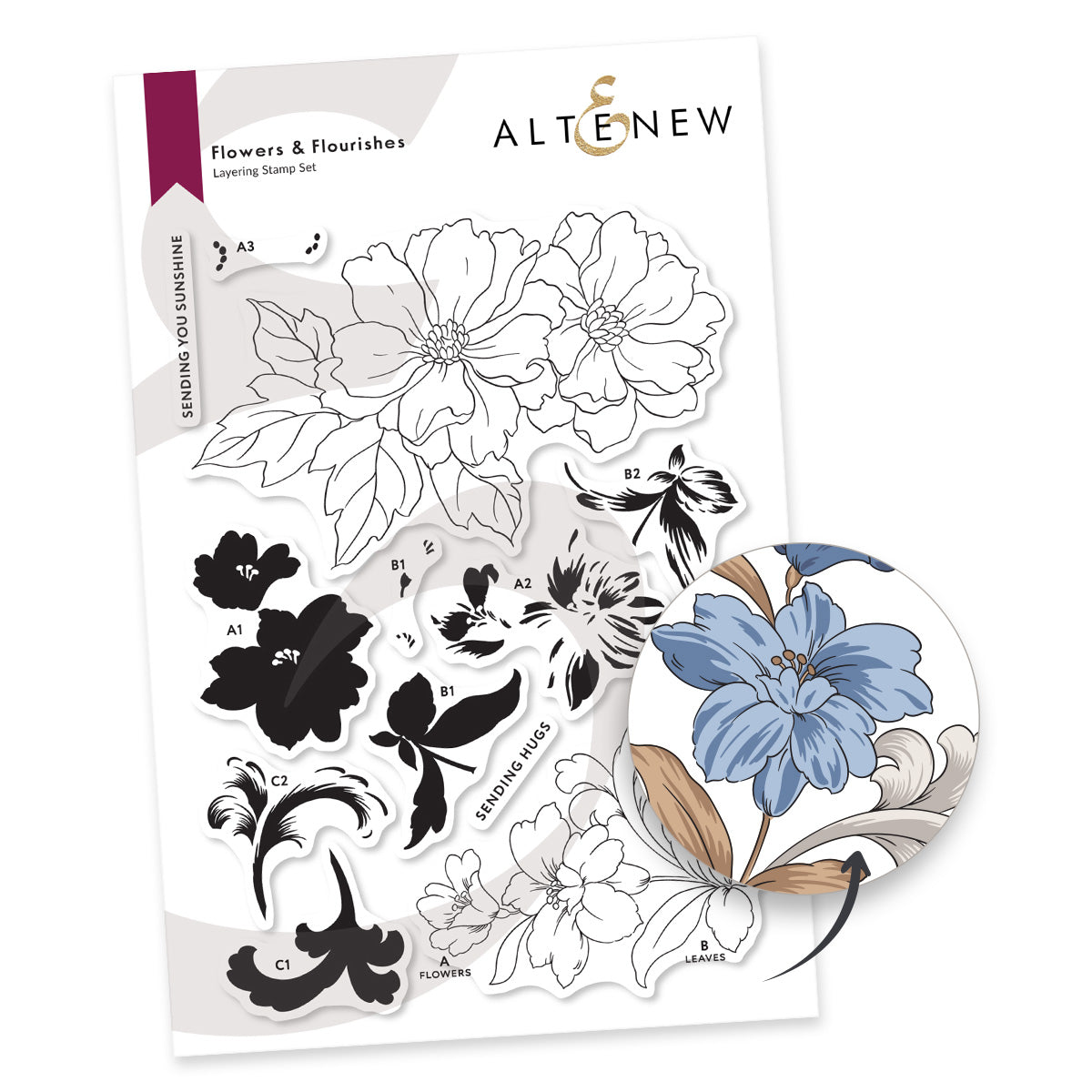 Altenew Flowers and Flourishes Clear Stamp Die and Stencil Set image 1