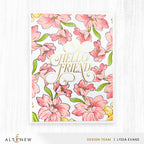 Altenew Flowers and Flourishes Clear Stamp Die and Stencil Set pink flowers
