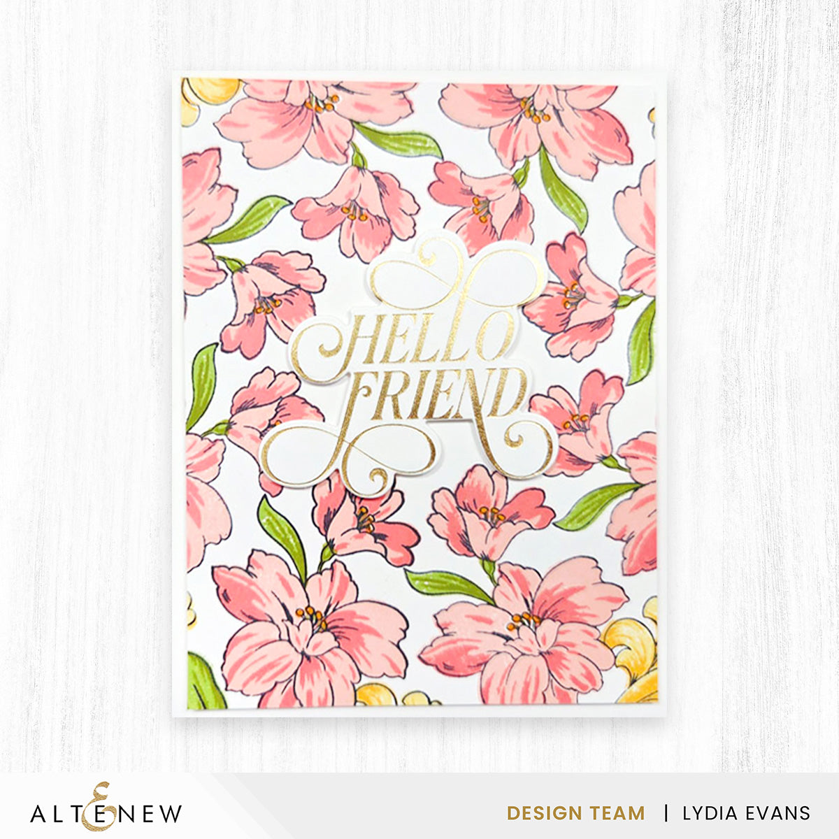 Altenew Flowers and Flourishes Clear Stamp Die and Stencil Set pink flowers