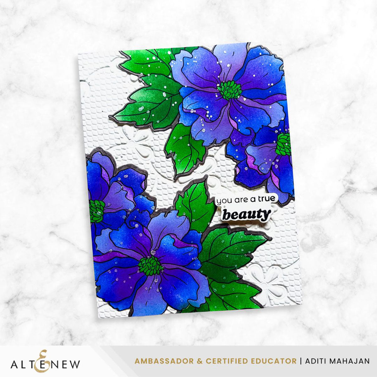 Altenew Flowers and Flourishes Clear Stamp Die and Stencil Set white background