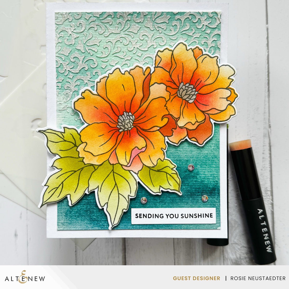 Altenew Flowers and Flourishes Clear Stamps alt11280 orange flowers