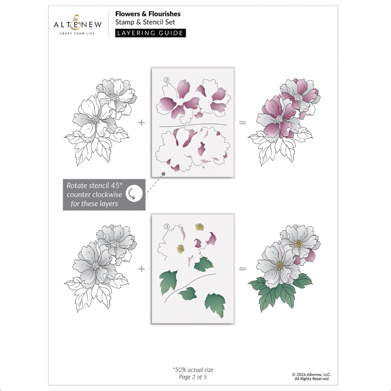 Altenew Flowers and Flourishes Coloring Stencils alt11281 layering guide 2