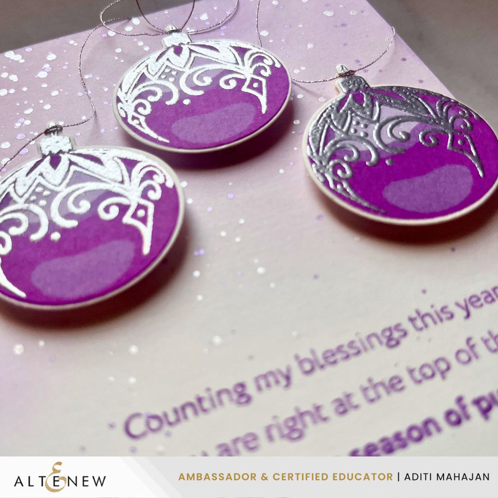 Altenew Foam Adhesive 1/8 Dots alt11460 purple ornaments card