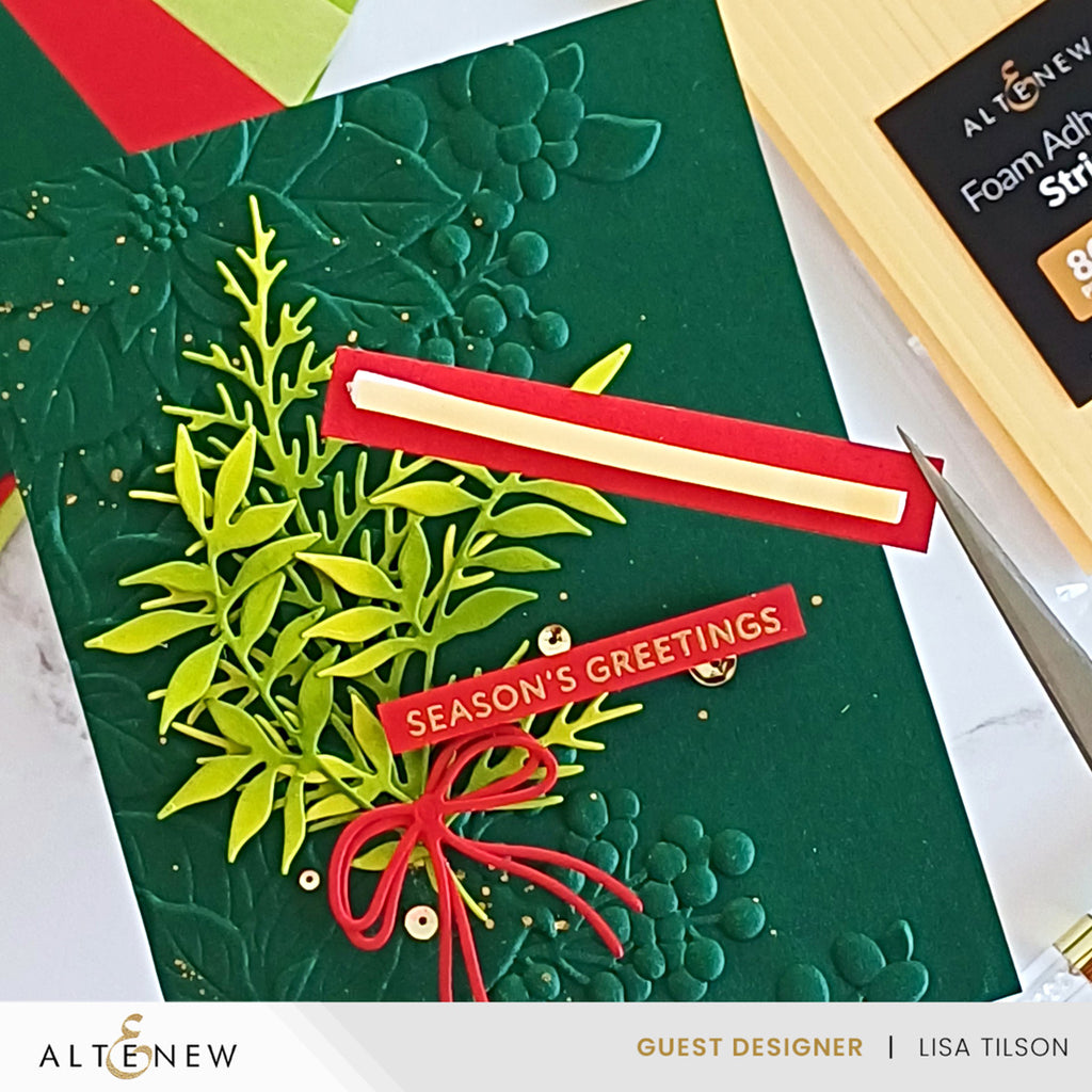 Altenew Foam Adhesive Strips 1/8 x 7.0 x 1/16 inch Pack alt11443 festive greenery card