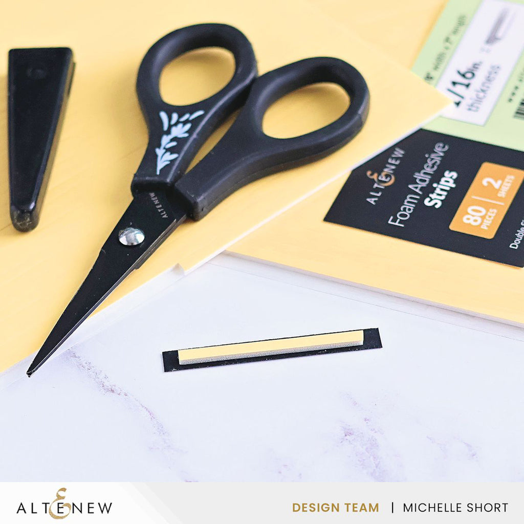 Altenew Foam Adhesive Strips 1/8 x 7.0 x 1/16 inch Pack alt11443 visual on paper