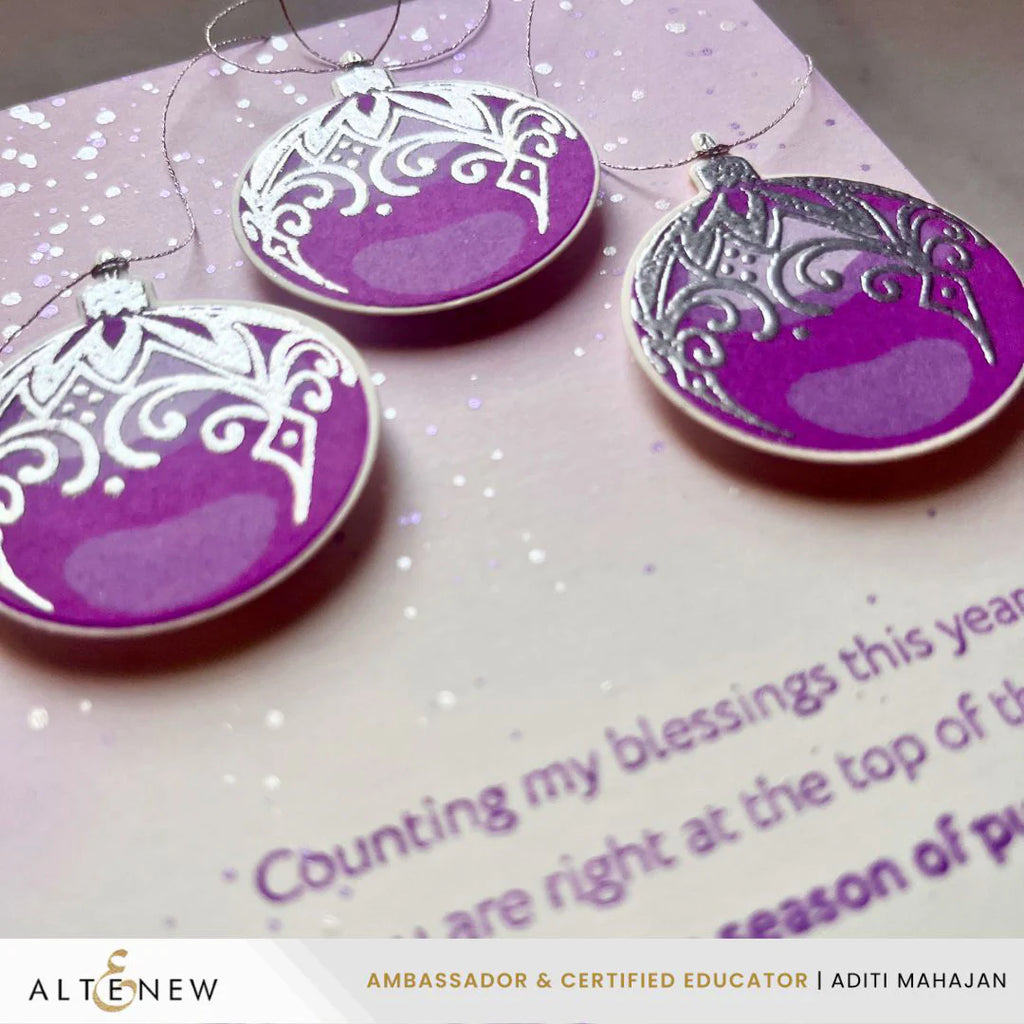 Altenew Foam Adhesives 1/16 and 1/8 Dots Set purple ornaments card