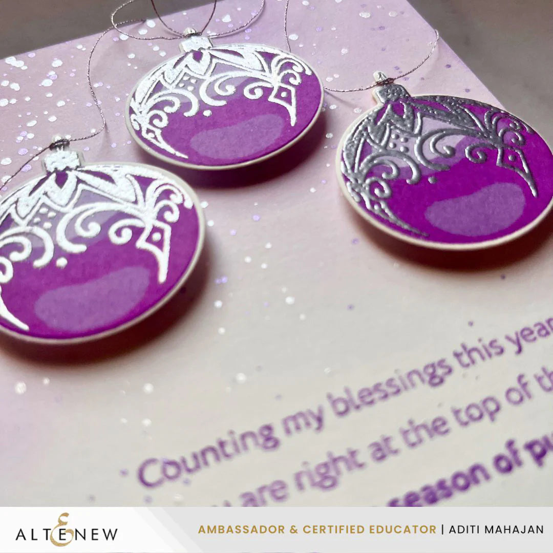 Altenew Foam Adhesives 1/16 and 1/8 Dots Set purple ornaments card
