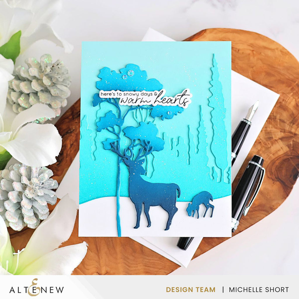 Altenew Forest Friends Silhouettes Dies alt11519 blue background card