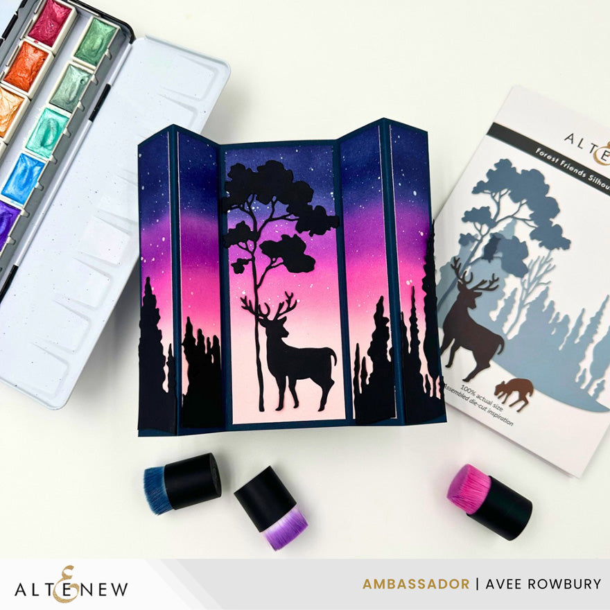 Altenew Forest Friends Silhouettes Dies alt11519 pretty sunset card