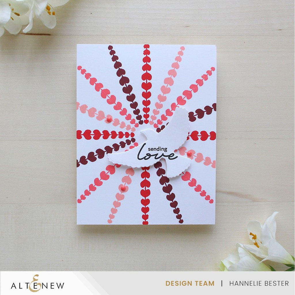 Altenew Geo Play Wreath Builder Clear Stamp and Die Set sending love