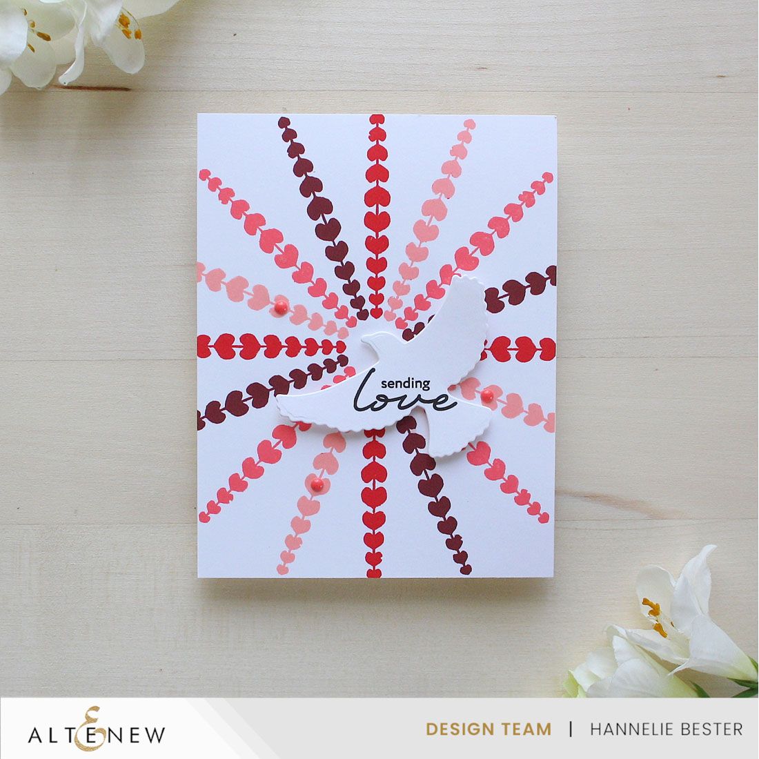 Altenew Geo Play Wreath Builder Clear Stamp and Die Set sending love