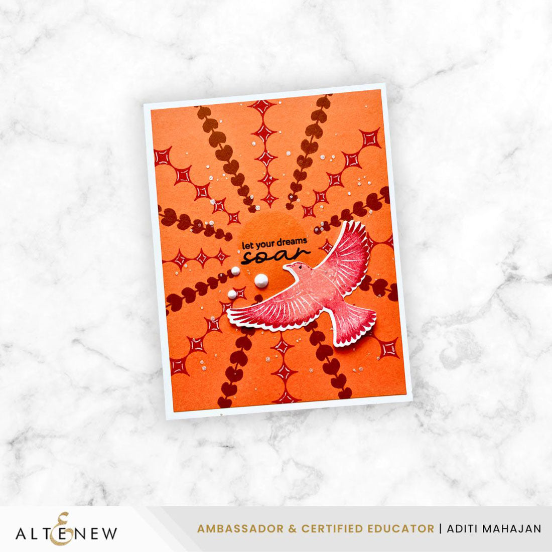 Altenew Geo Play Wreath Builder Clear Stamps alt11278 orange background
