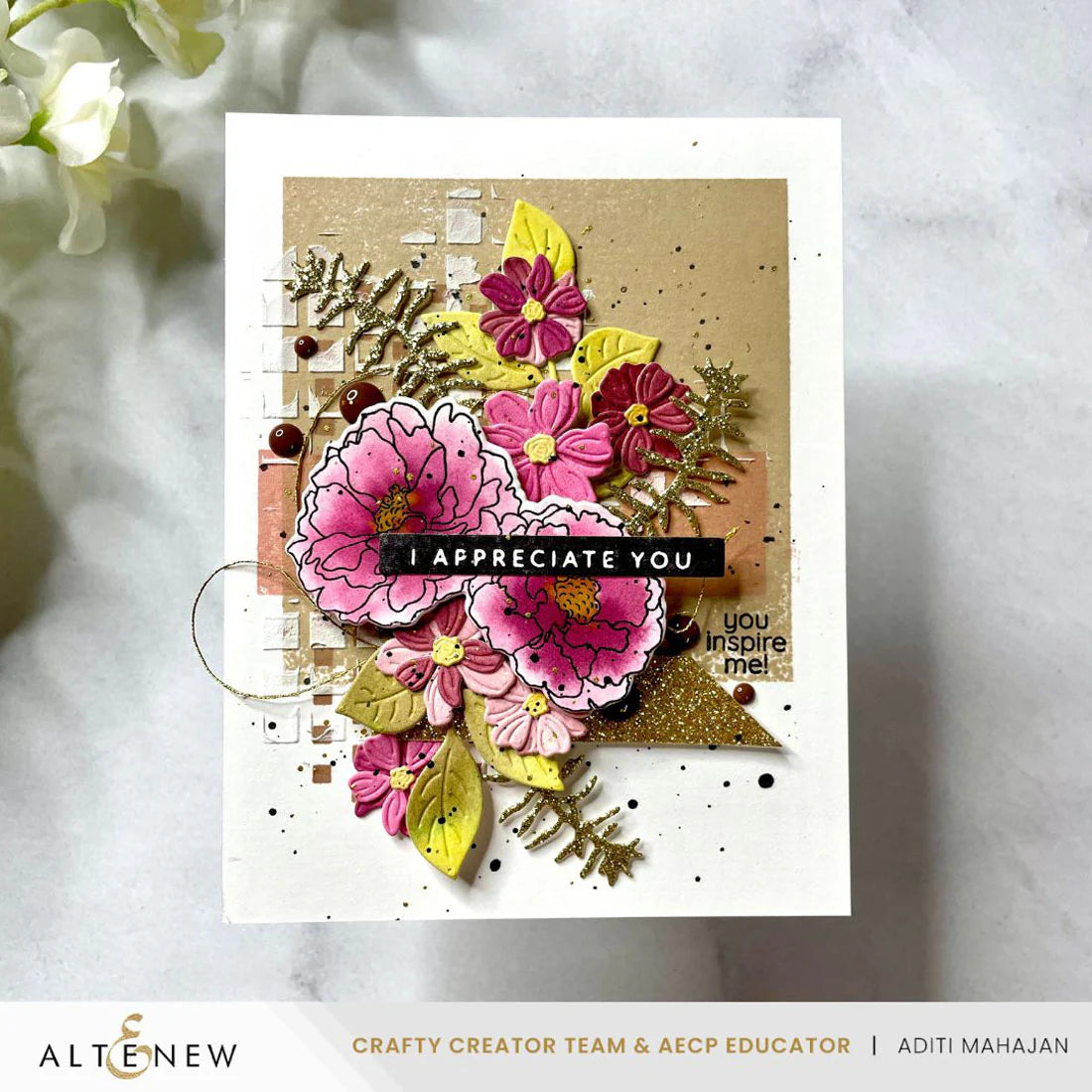 Altenew Geometric Essentials Circles and Squares Press Plate Set flowers