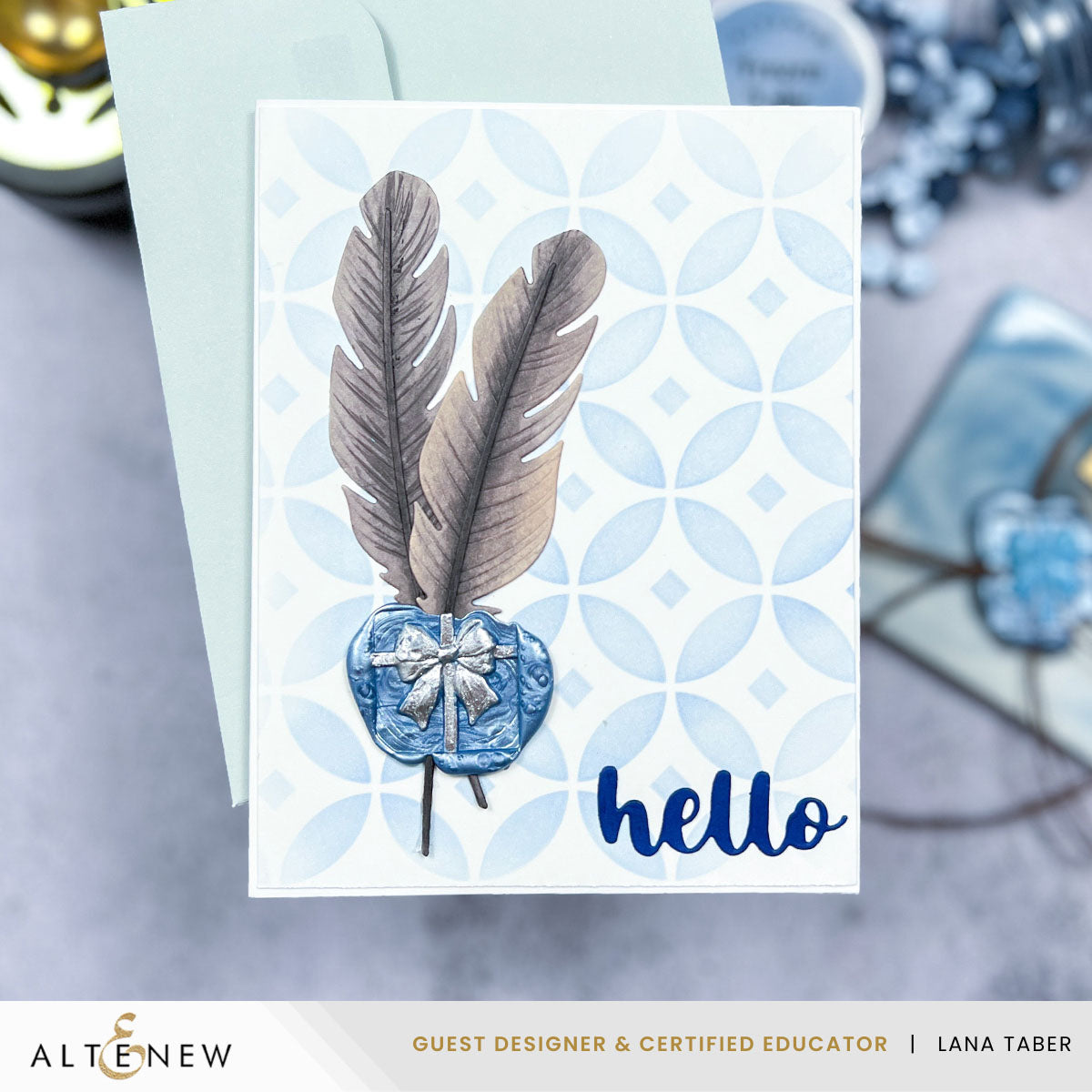 Altenew Gift Box Bow Wax Seal Stamp alt10702 hello