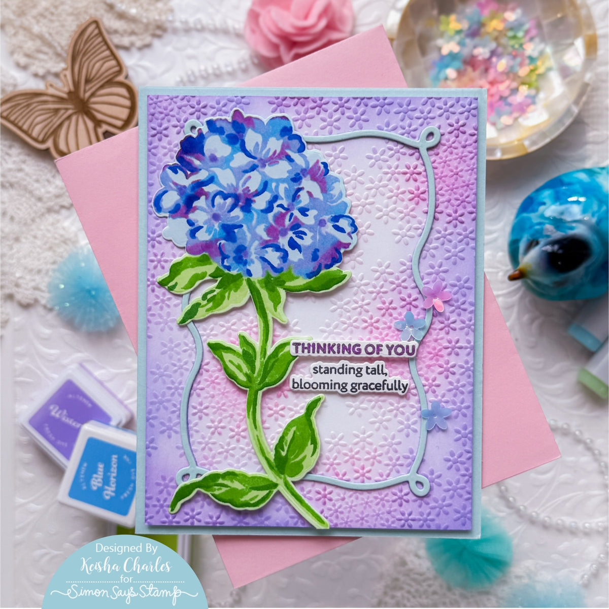 Altenew Graceful Blooms STAMPtember Exclusive Stamps 2481ssc Floral Thinking of You Card Keisha