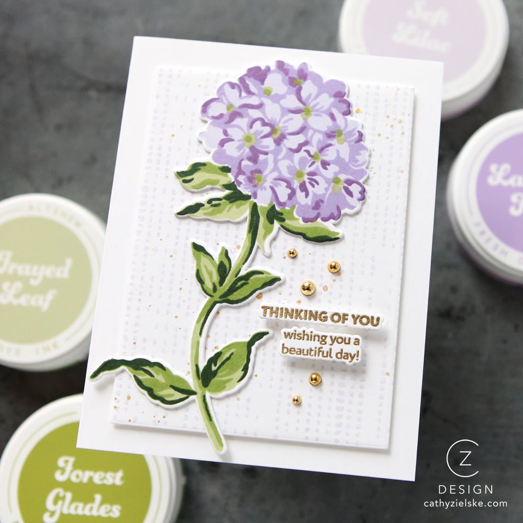 Altenew Graceful Blooms STAMPtember Exclusive Stamps 2481ssc Lush Lavender Hydrangea Card