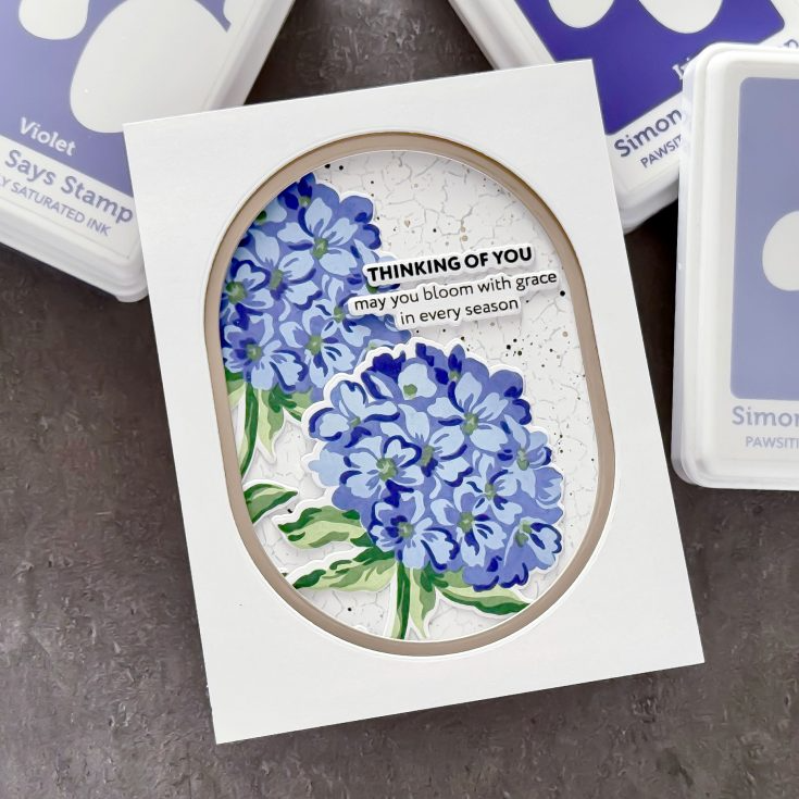 Altenew Graceful Blooms STAMPtember Exclusive Stamps and Dies Hydrangea Thinking of You Card Purple