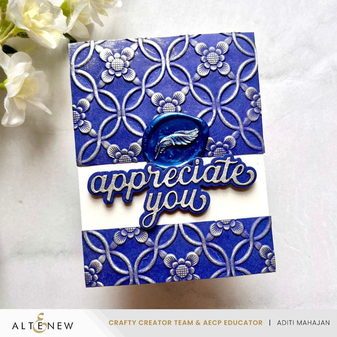 Altenew Graceful Feather Wax Seal Stamp alt11160 blue