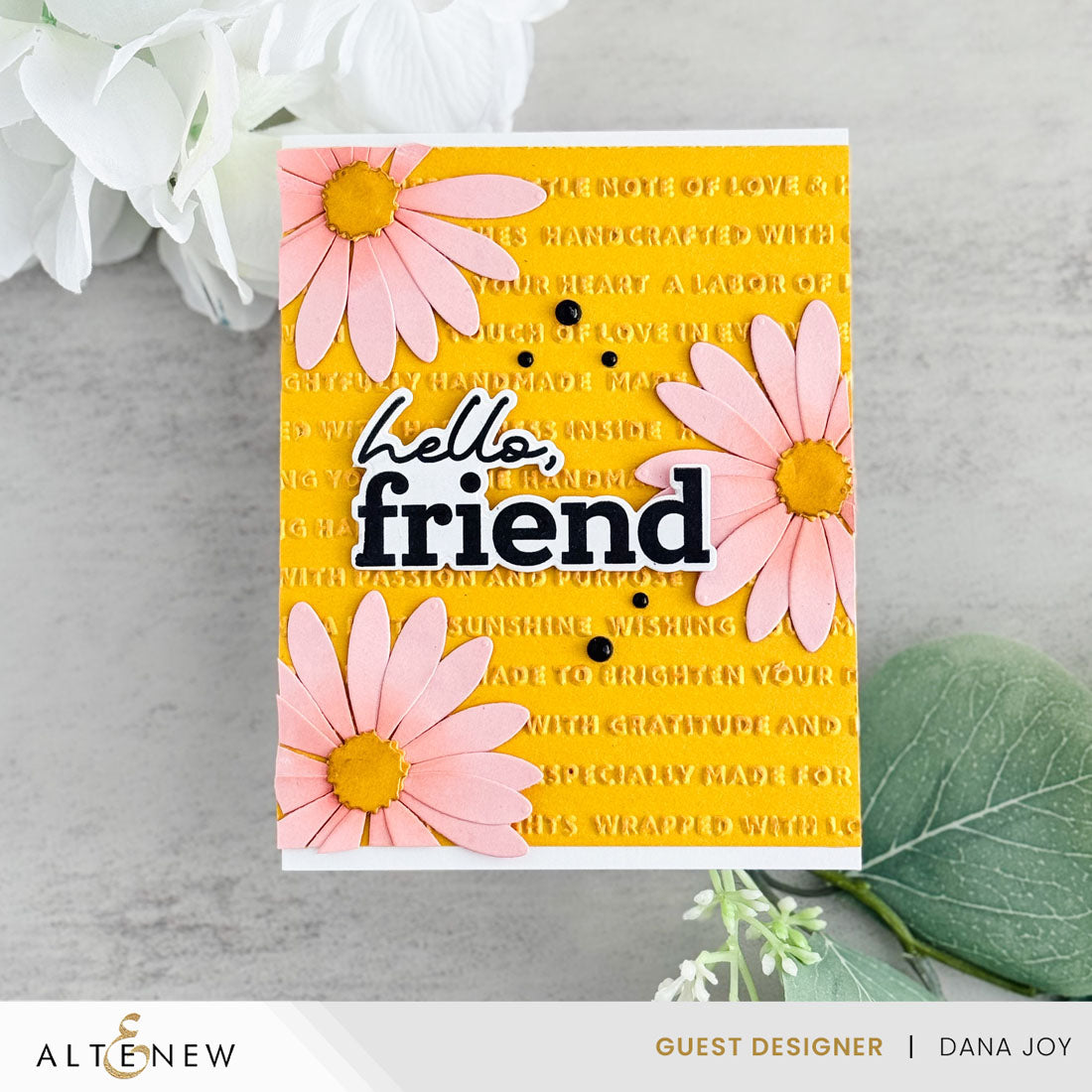Altenew Handmade Happiness 3D Embossing Folder alt11380 hello friend