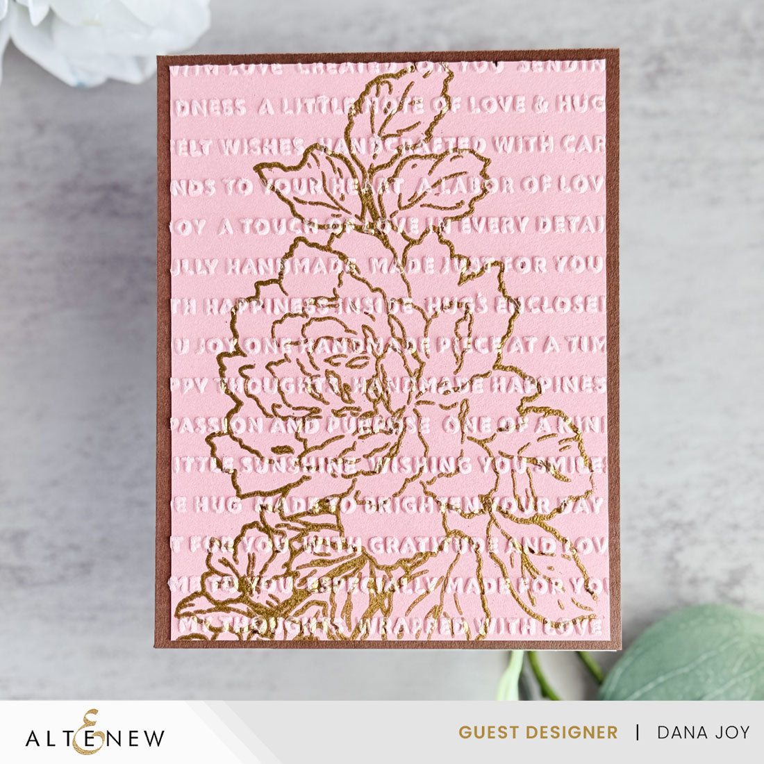 Altenew Handmade Happiness 3D Embossing Folder alt11380 pink rose
