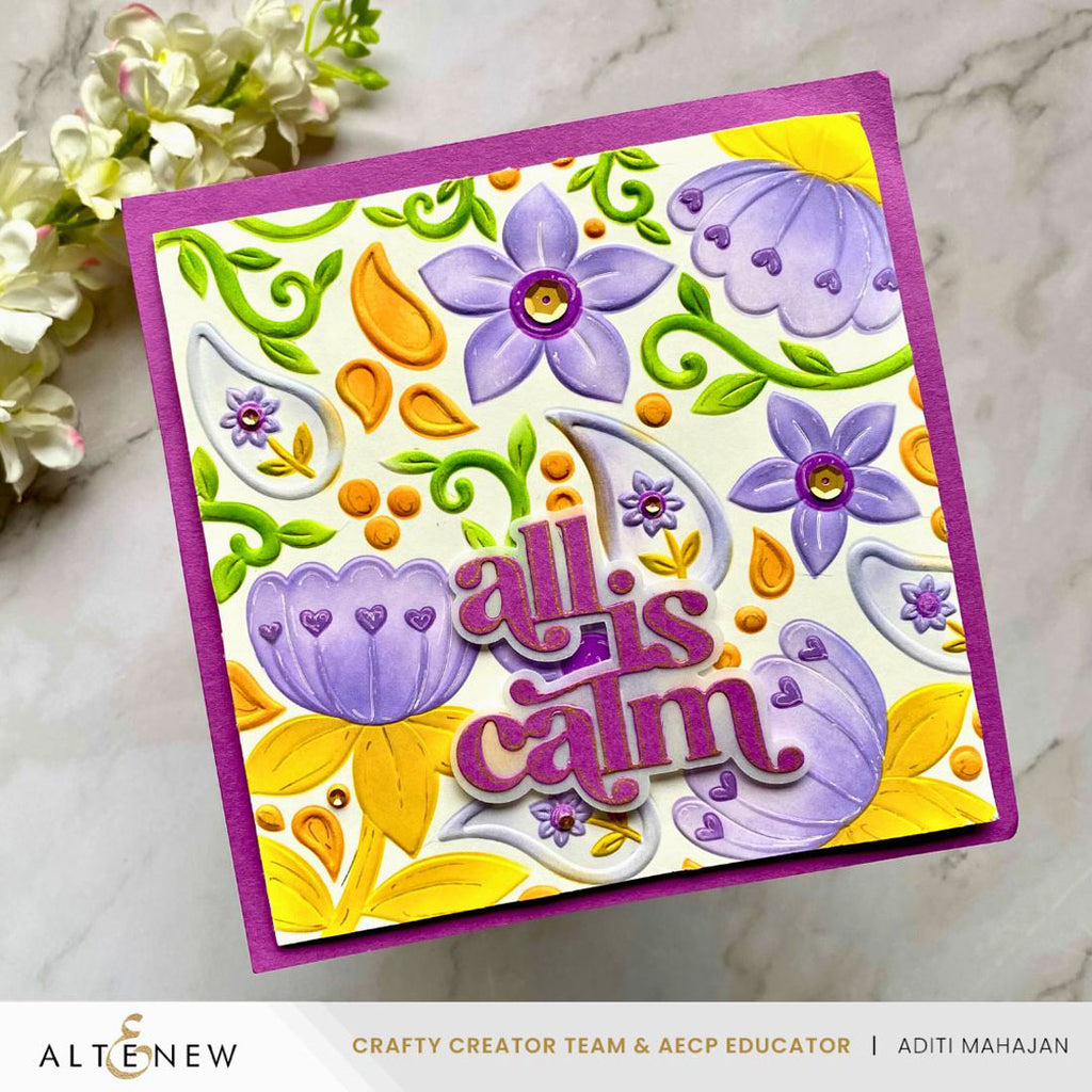 Altenew Hearts and Paislies Stencil and 3D Embossing Folder Set flowers