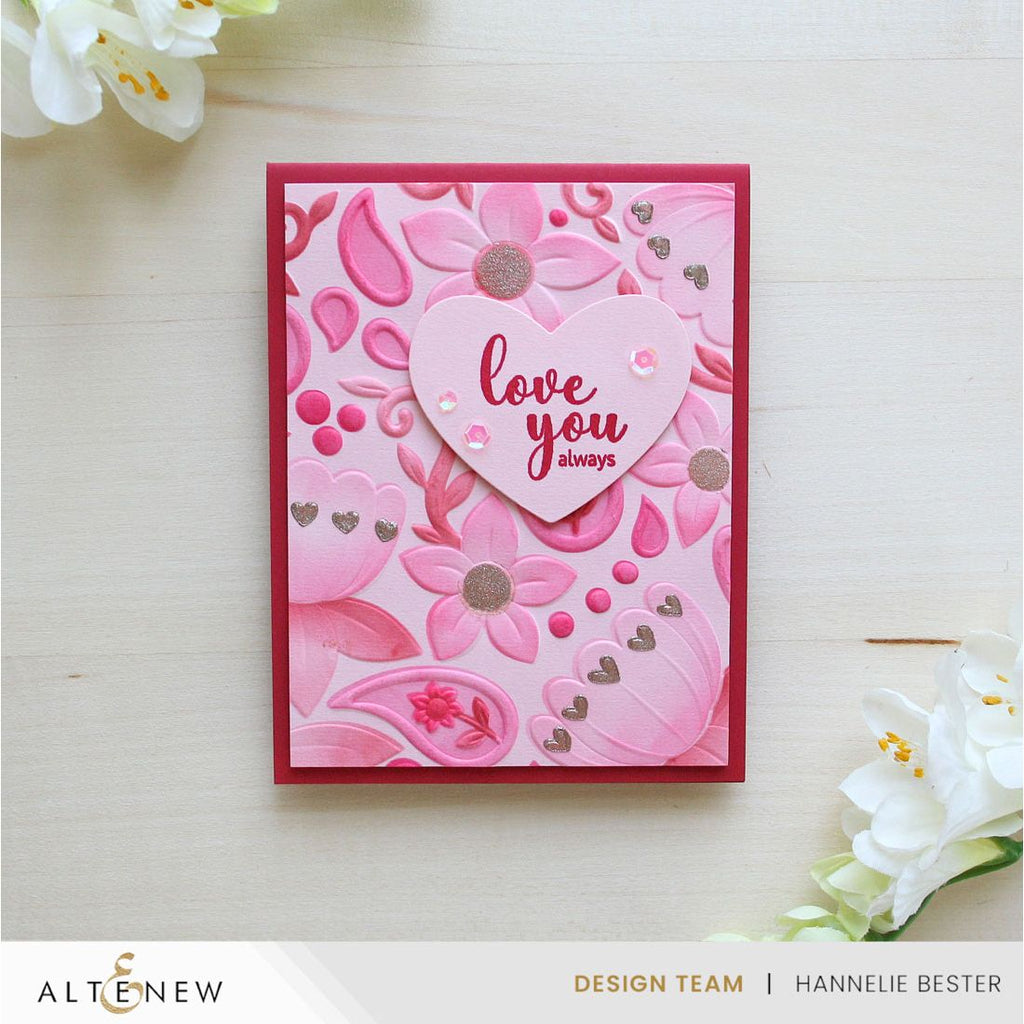 Altenew Hearts and Paislies Stencil and 3D Embossing Folder Set love you