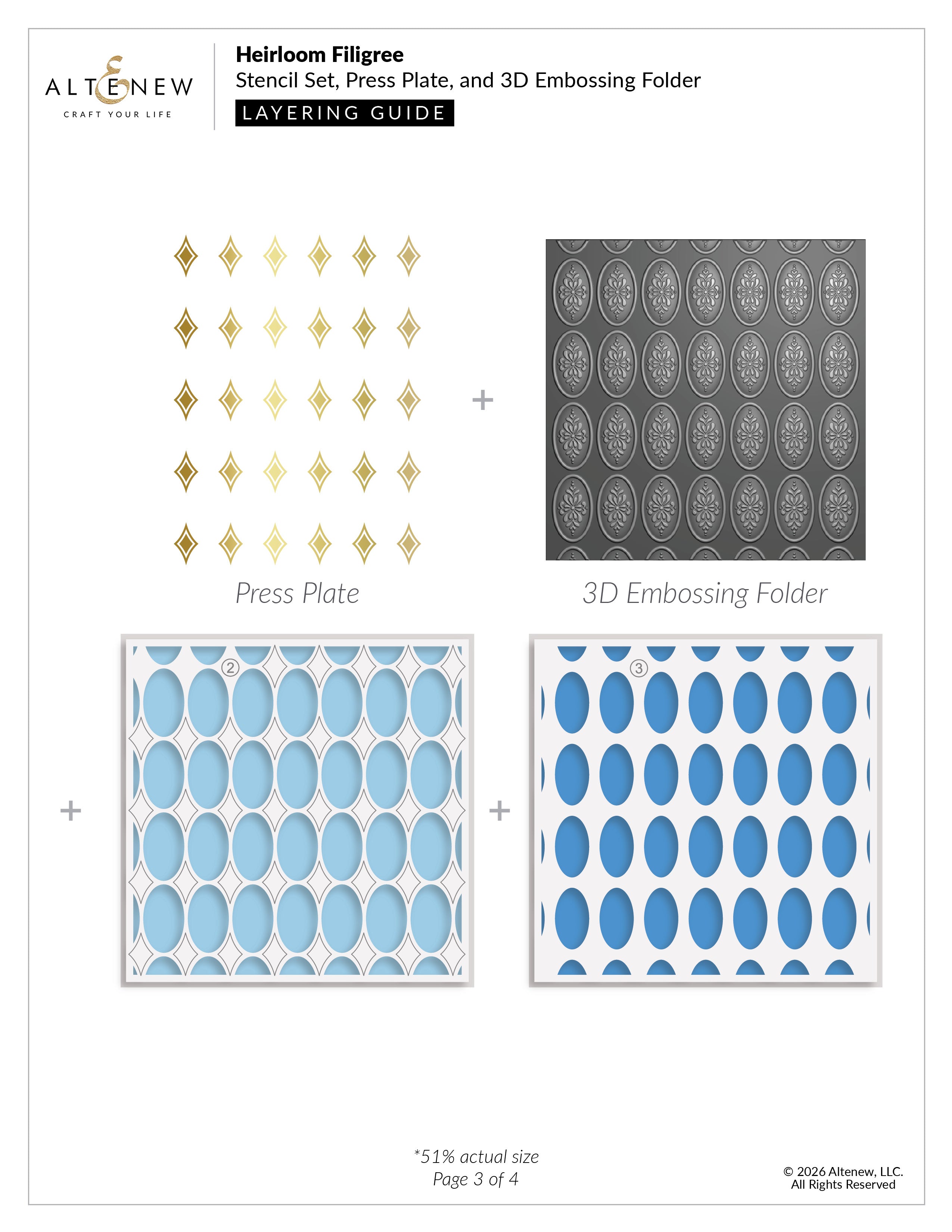 Altenew Heirloom Filigree Diamond Press Plate alt11503 layering guide 1