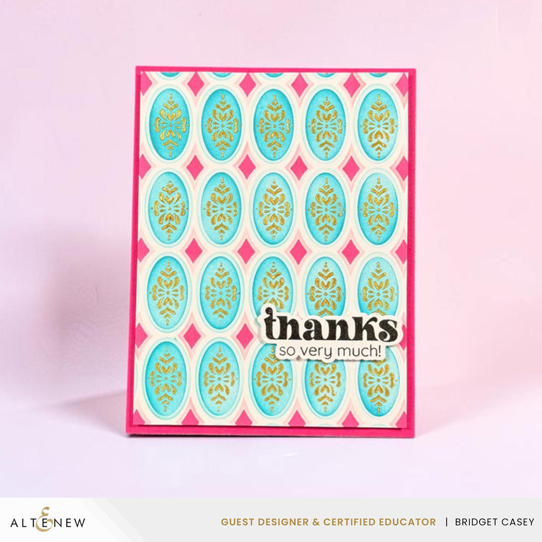 Altenew Heirloom Filigree Oval 3D Embossing Folder alt11526 thanks very much card