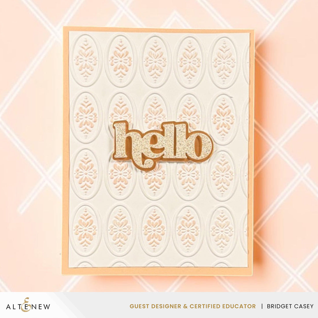 Altenew Heirloom Filigree Press Plate Stencil and Embossing Folder Set hello card