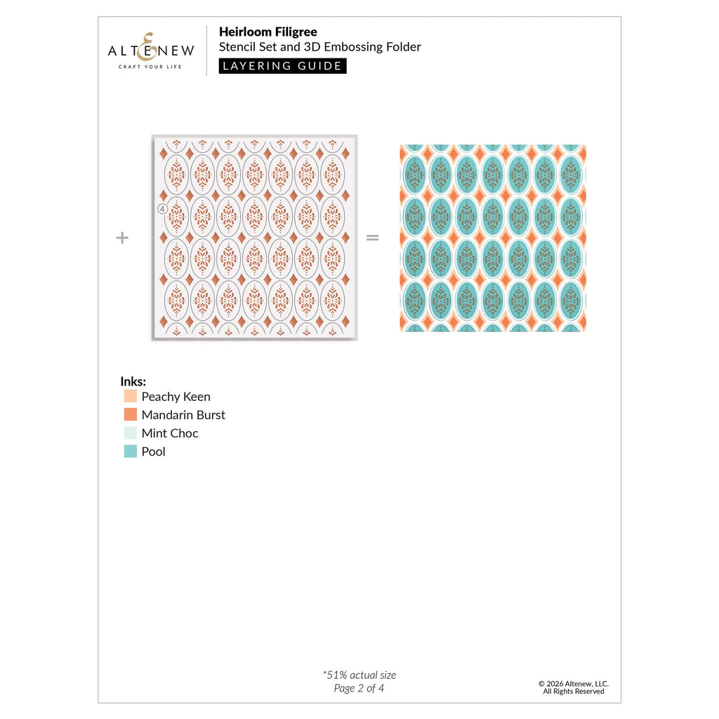 Altenew Heirloom Filigree Press Plate Stencil and Embossing Folder Set layering guide 2