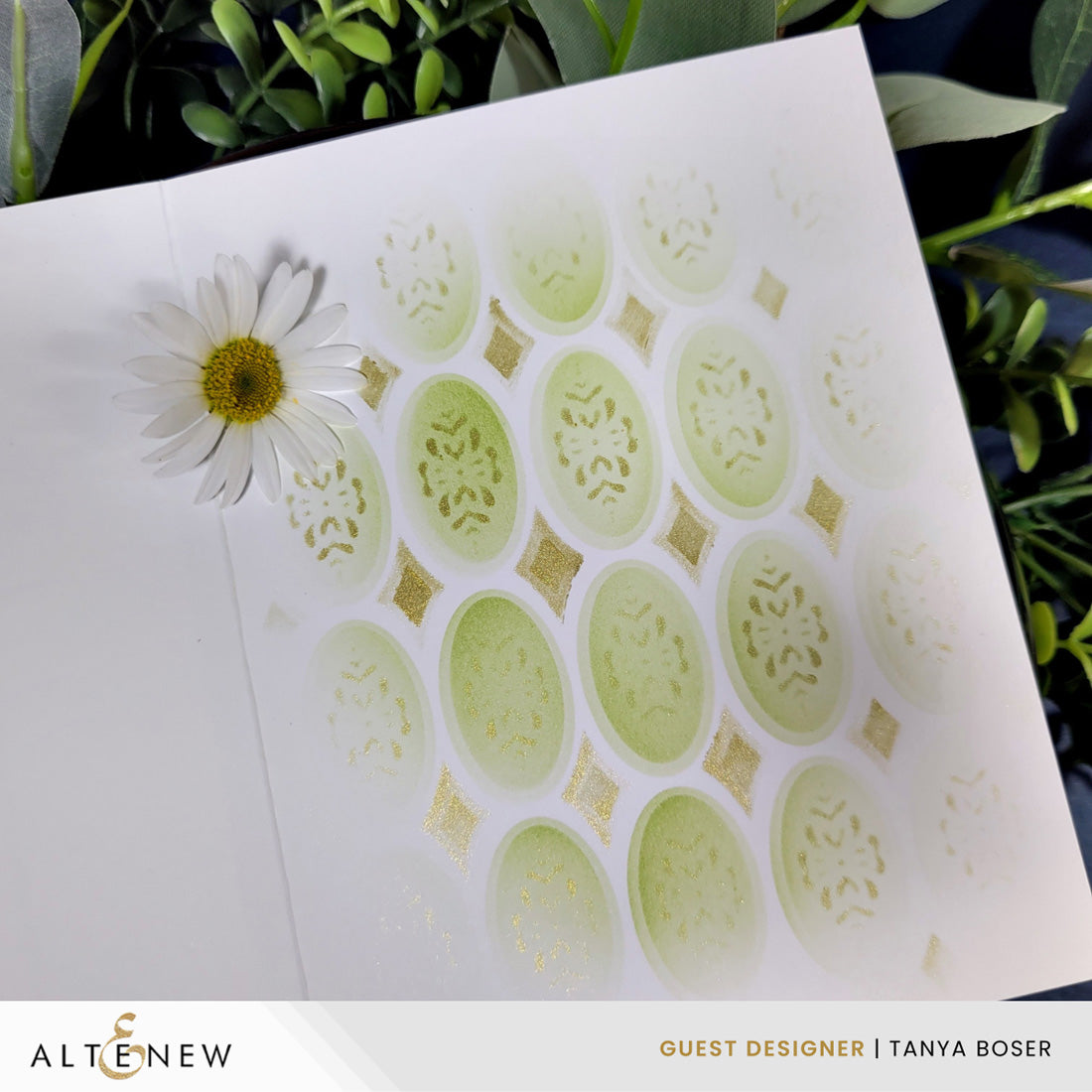 Altenew Heirloom Filigree Stencils alt11527 inside of card