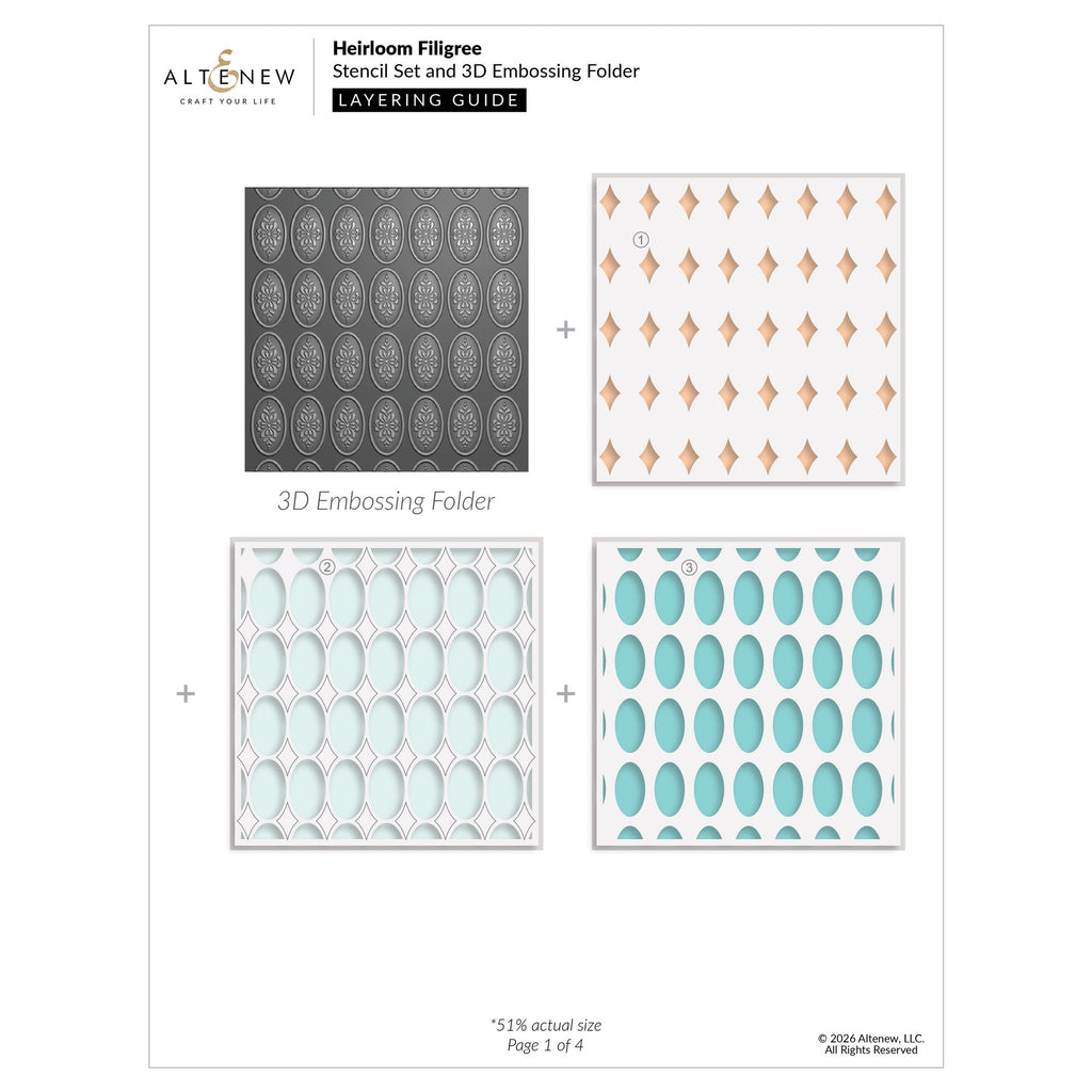 Altenew Heirloom Filigree Stencils alt11527 layering guide 1