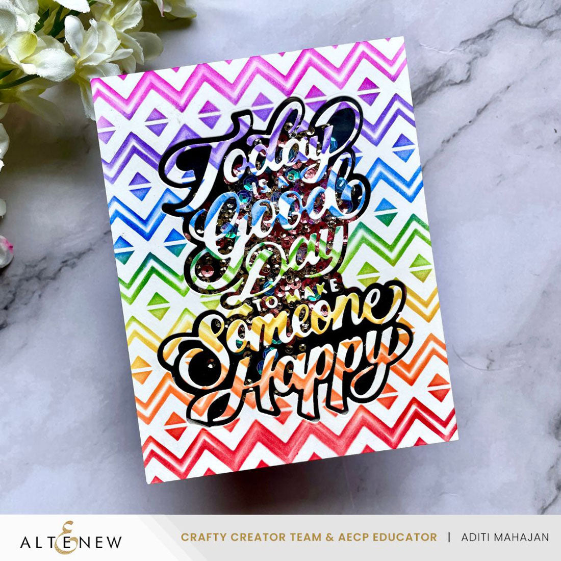 Altenew Heritage Chevron Weaves Stencil alt10818 good day