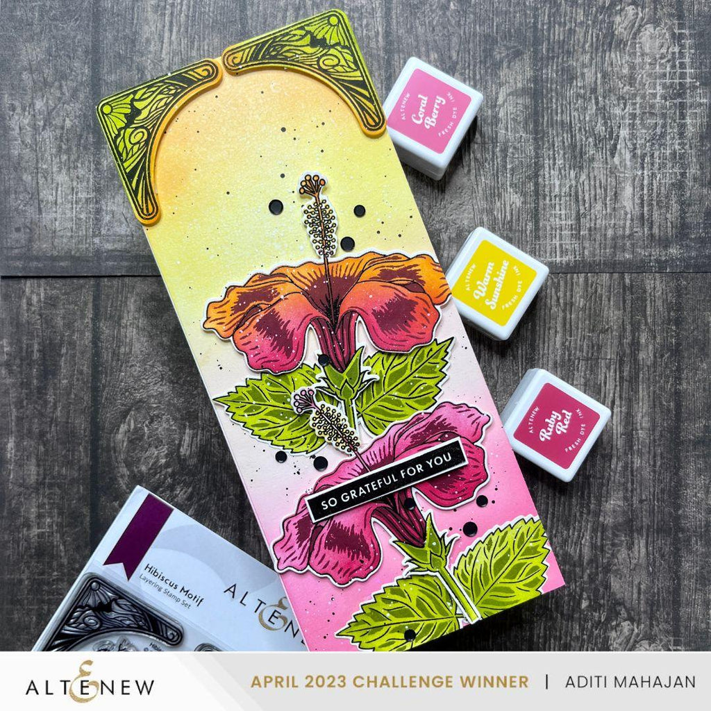 Altenew Hibiscus Motif Stamps alt8215 grateful