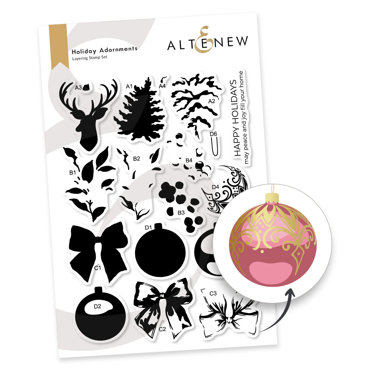 Altenew Holiday Adornments Clear Stamp and Die Set product image 1