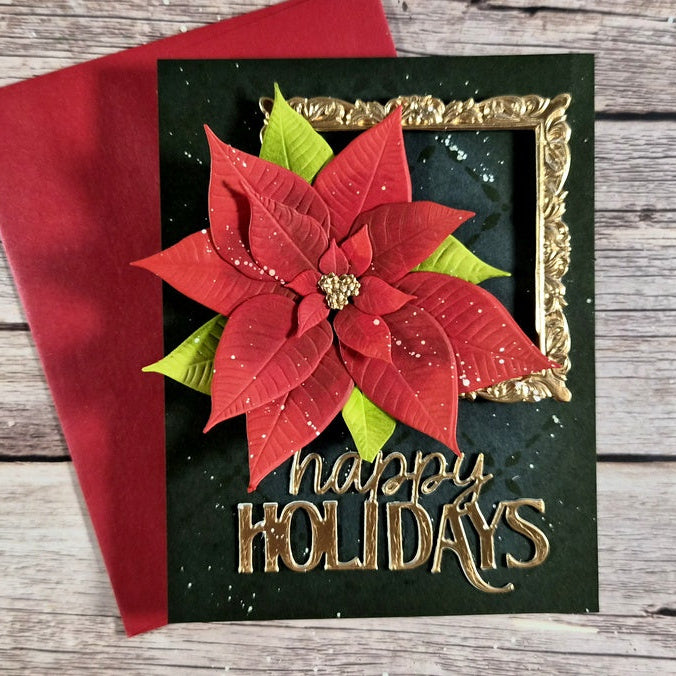 Altenew Holiday Essentials Dies alt11524 gold framed happy holidays card | color-code:ALT01