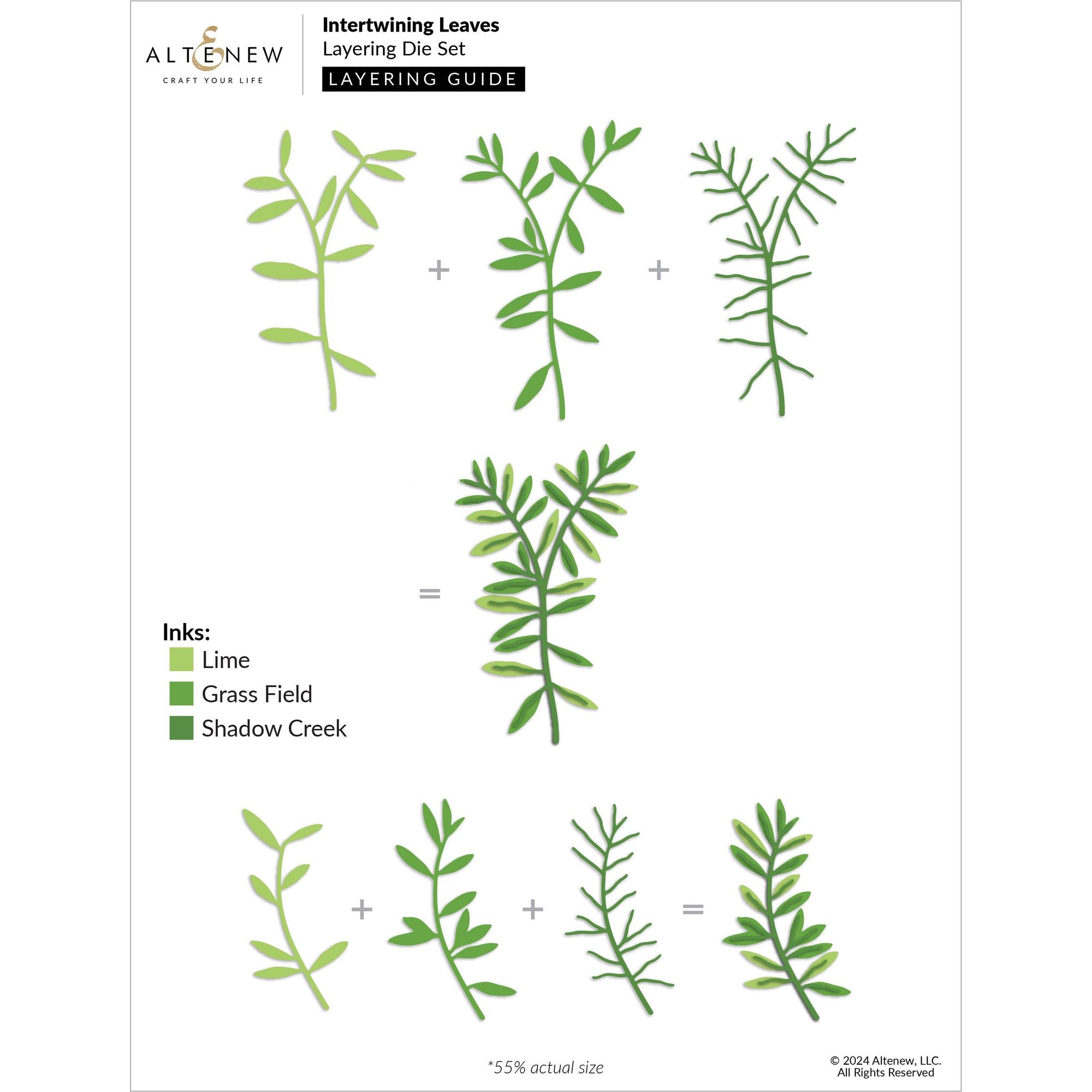Altenew Intertwining Leaves Layering Dies alt10581 layering guide