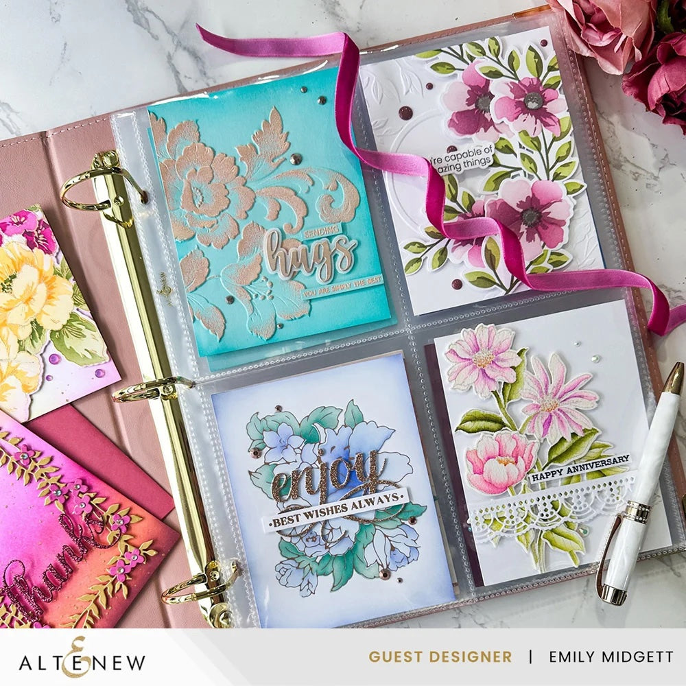 Altenew Ivory 9 x 12 Three-Ring Album and A2 Card Dual-Sided Pocket Page Set card images