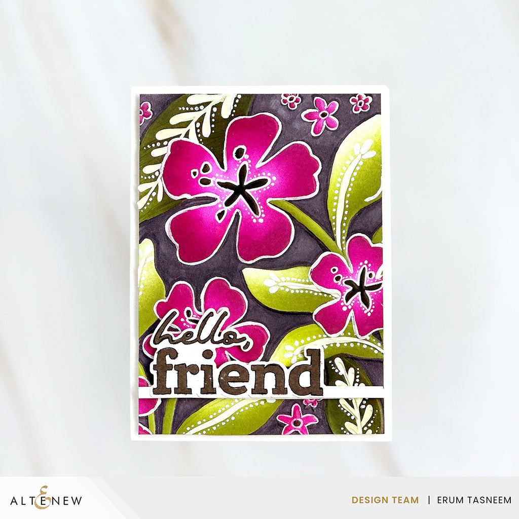 Altenew Joyful Garden 3D Embossing Folder alt11126 hello friend