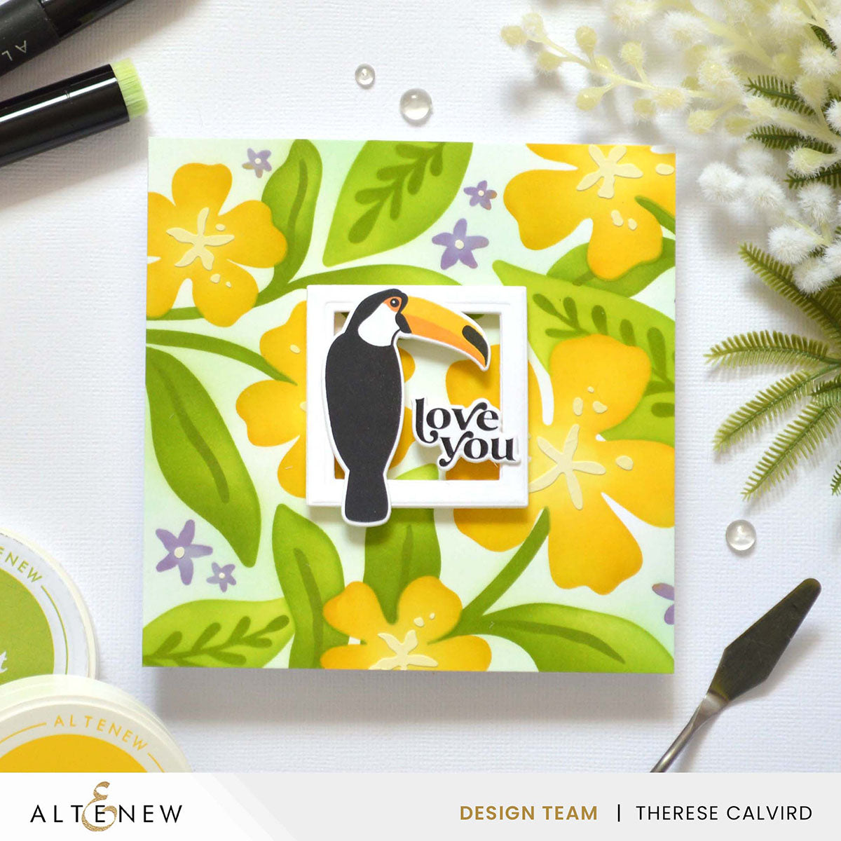 Altenew Joyful Garden Stencil and Embossing Folder Set love you