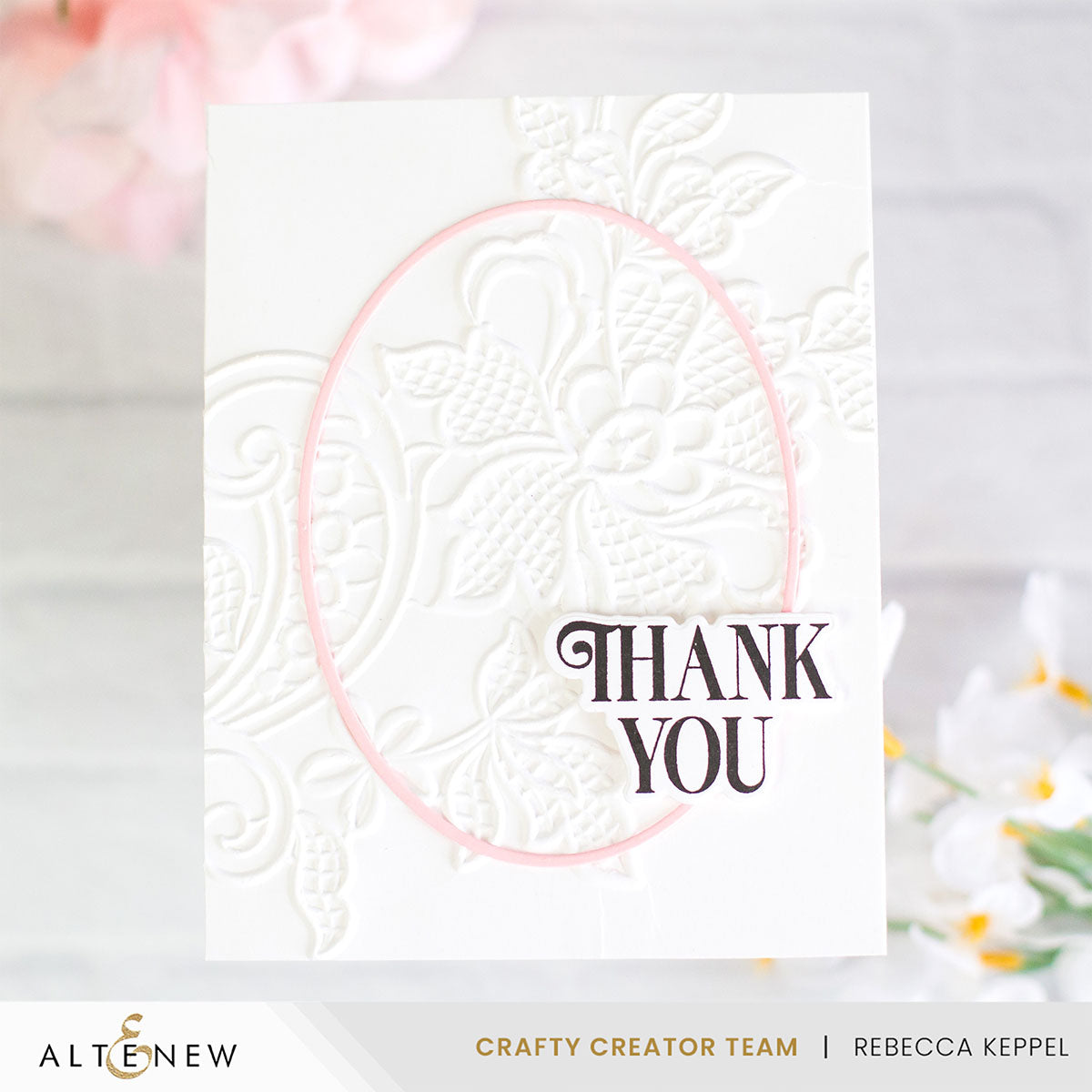Altenew Lace 3D Embossing Folder alt10806 thank you