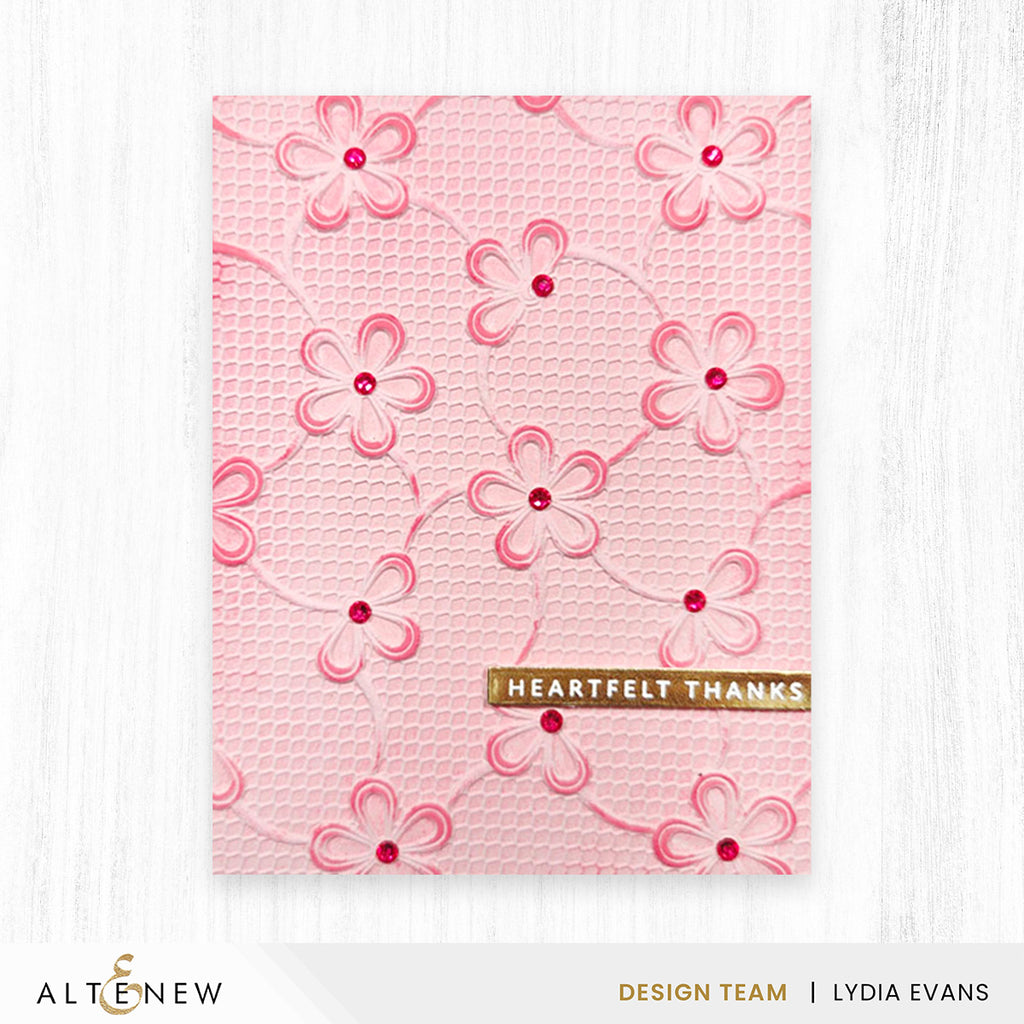 Altenew Lace Topped Petals 3D Embossing Folder alt11396 heartfelt thanks