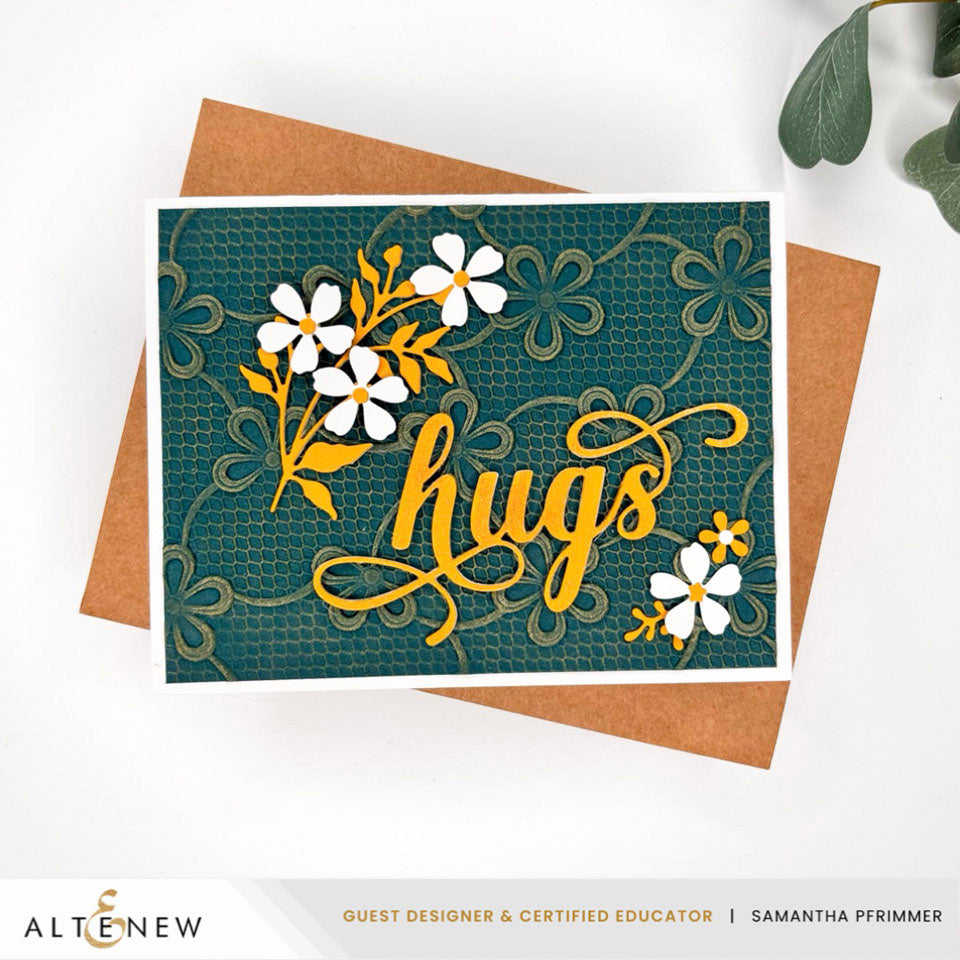 Altenew Lace Topped Petals 3D Embossing Folder alt11396 hugs