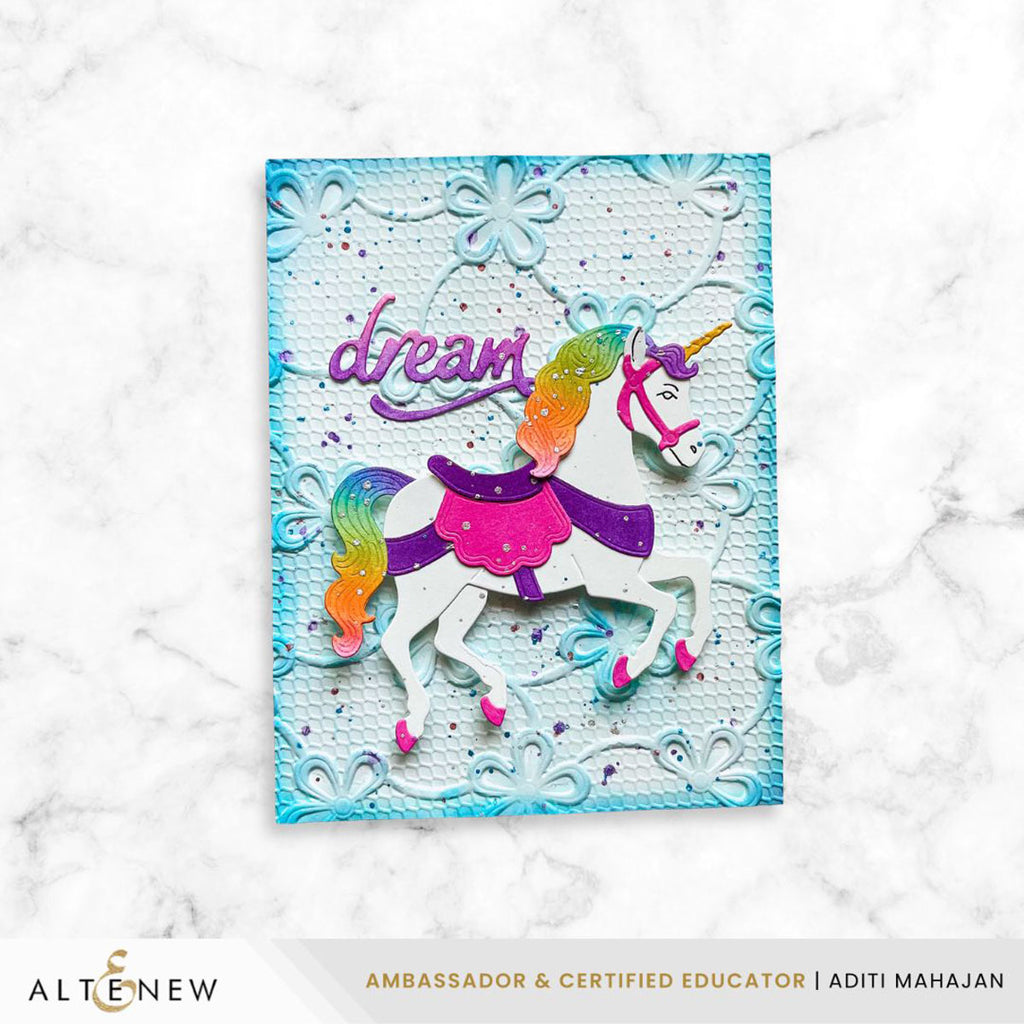Altenew Lace Topped Petals 3D Embossing Folder alt11396 unicorn