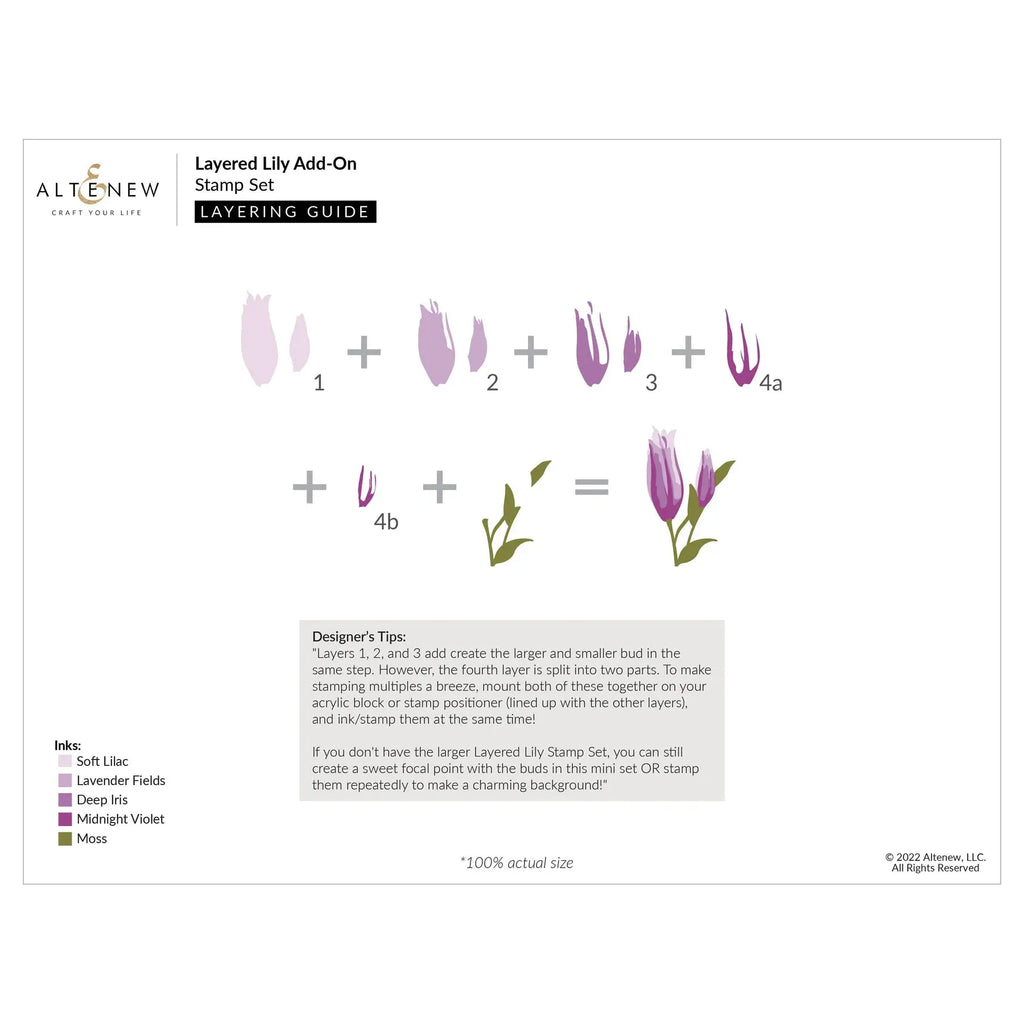 Altenew Layered Lily Add On Clear Stamps alt451* layering guide