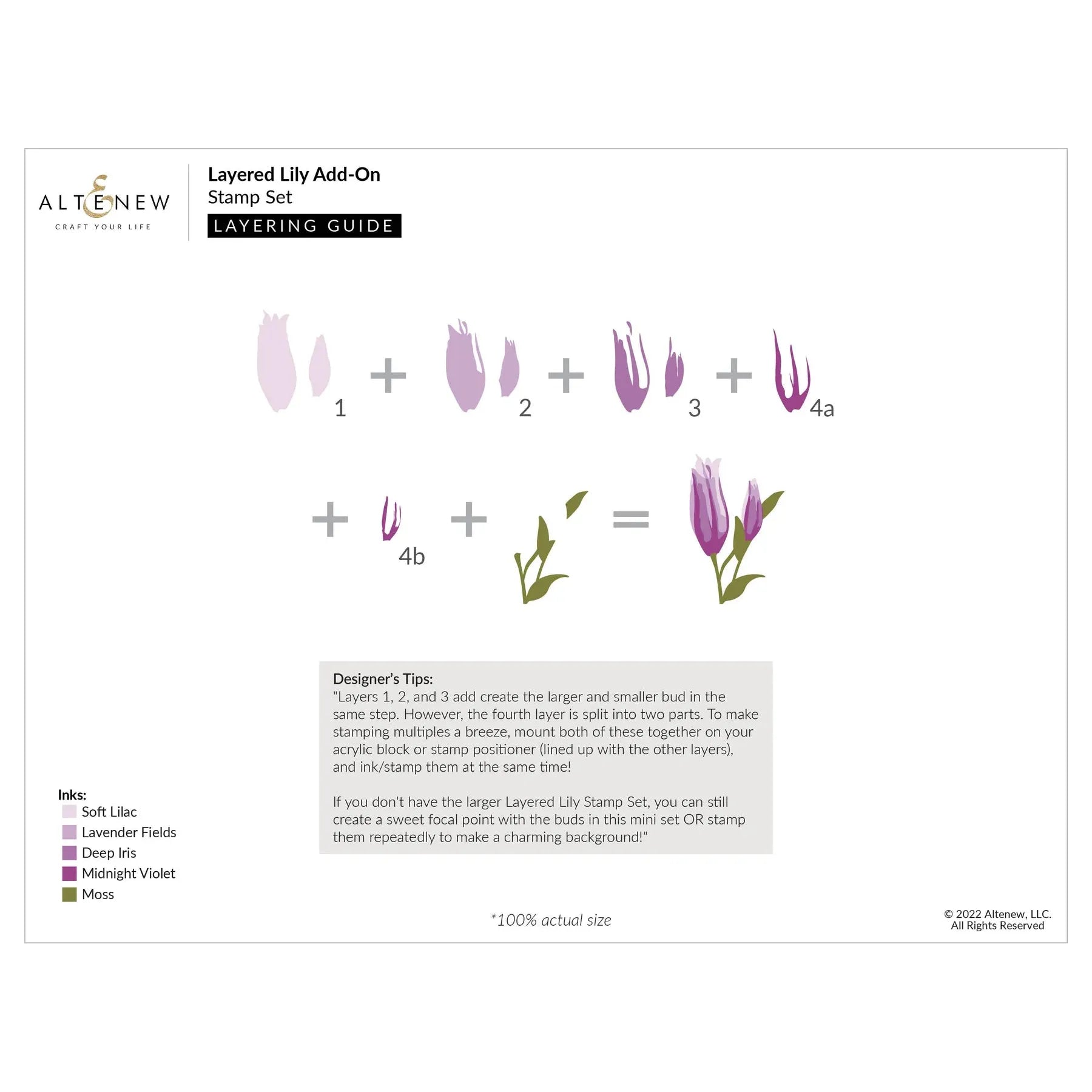 Altenew Layered Lily Add On Clear Stamps alt451* layering guide