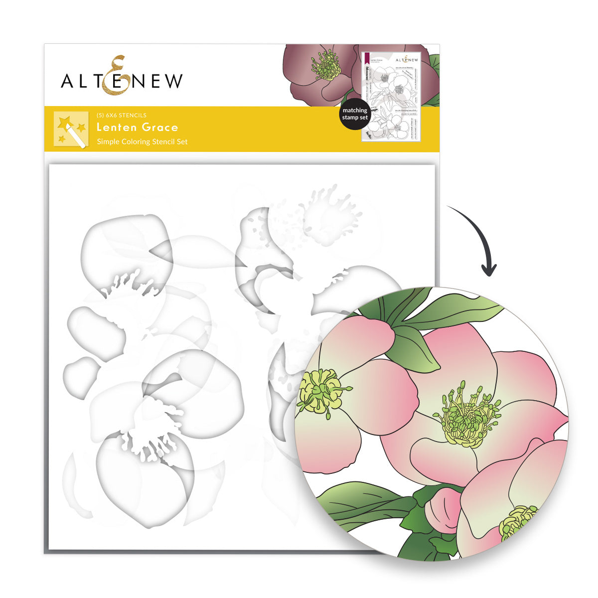 Altenew Lenten Grace Clear Stamp and Stencil Set 2