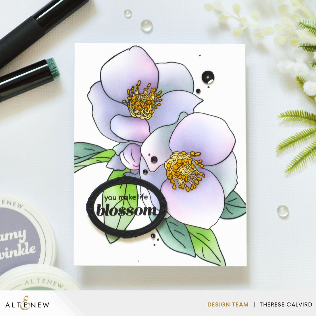 Altenew Lenten Grace Clear Stamps alt11222 purple flowers